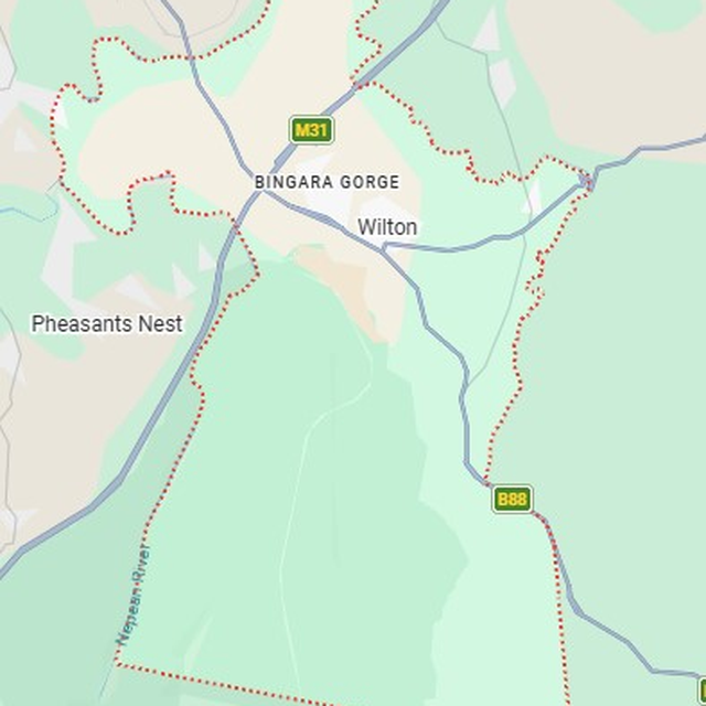 Map showing the Wilton, NSW suburb boundary