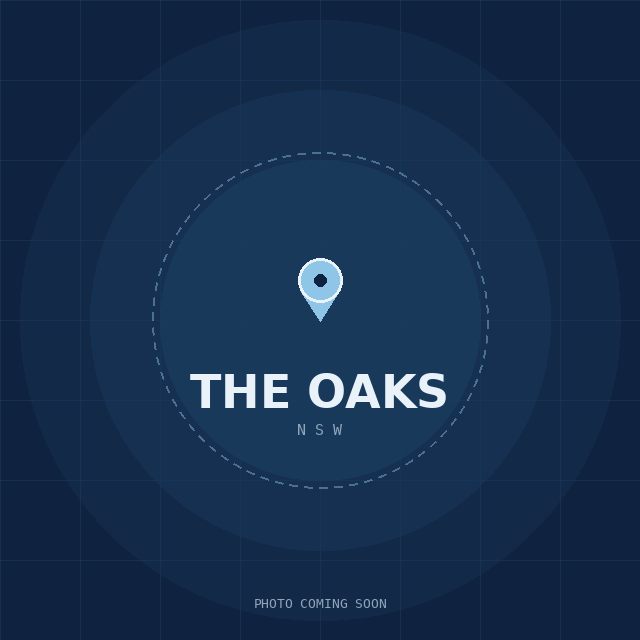 Map showing the The Oaks, NSW suburb boundary