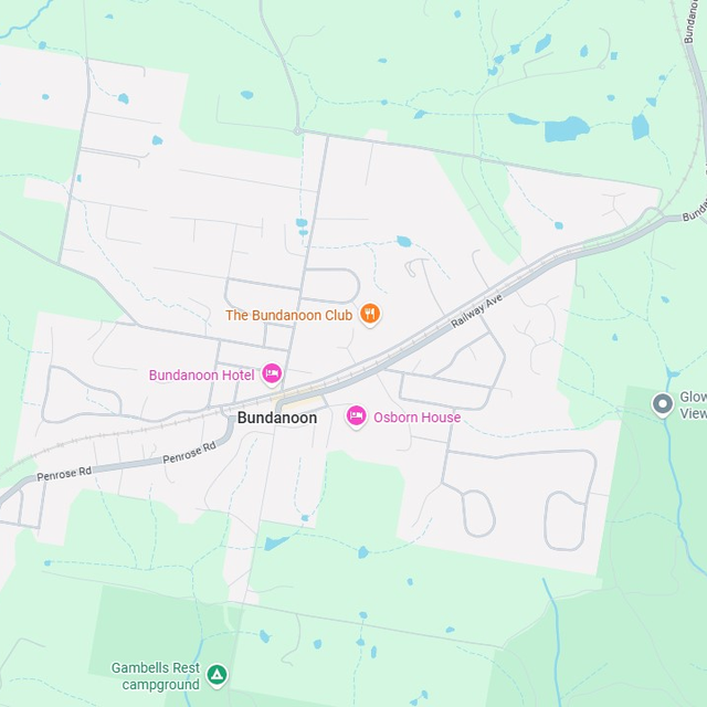 Map showing the Bundanoon, NSW suburb boundary