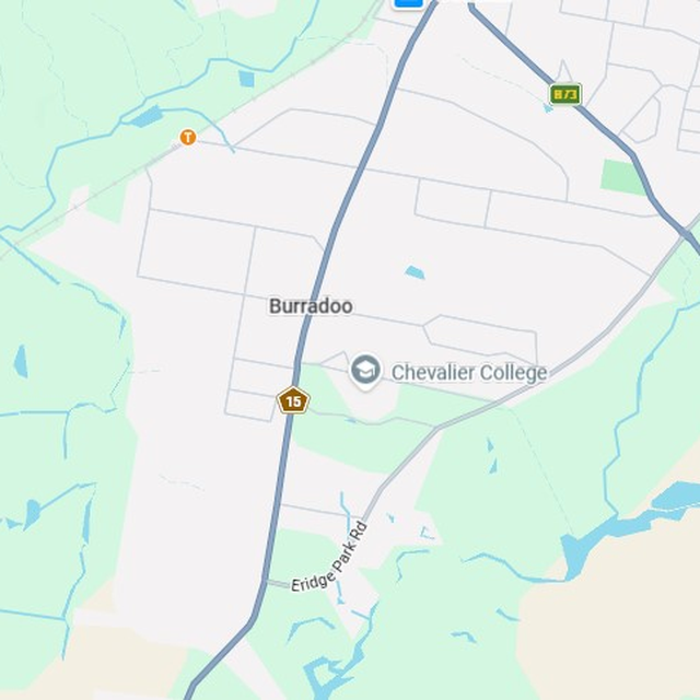 Map showing the Burradoo, NSW suburb boundary