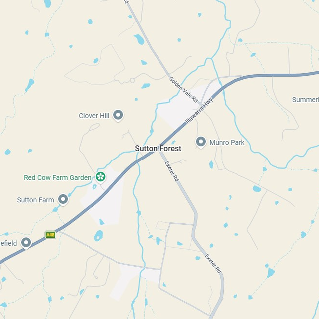 Map showing the Sutton Forest, NSW suburb boundary