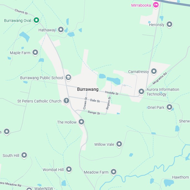 Map showing the Burrawang, NSW suburb boundary