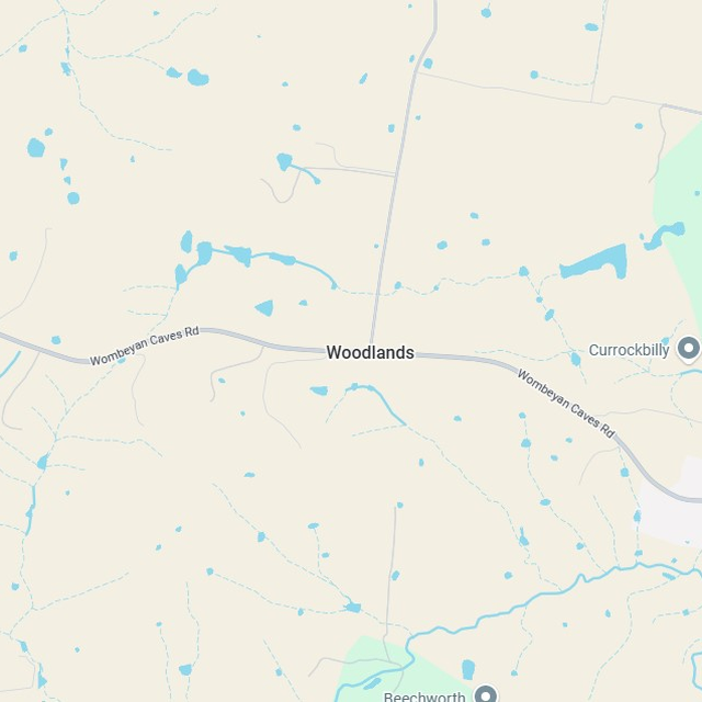 Map showing the Woodlands, NSW suburb boundary