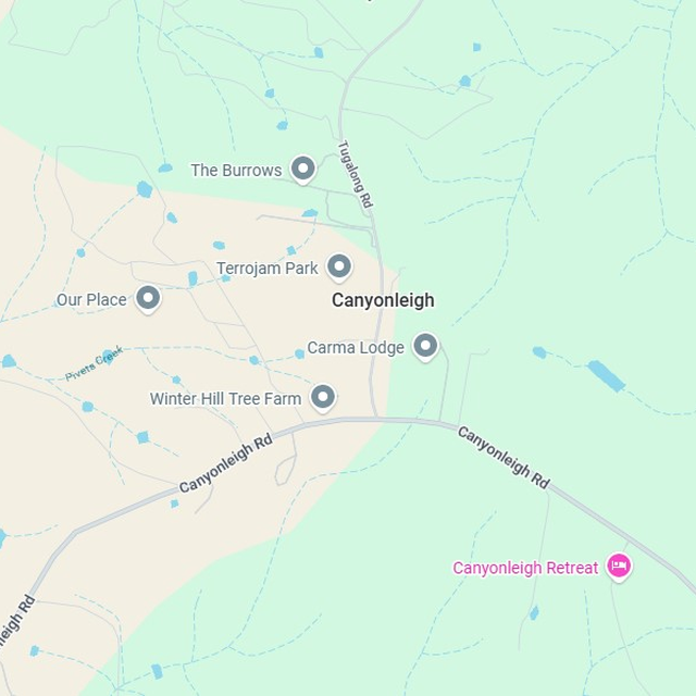 Map showing the Canyonleigh, NSW suburb boundary